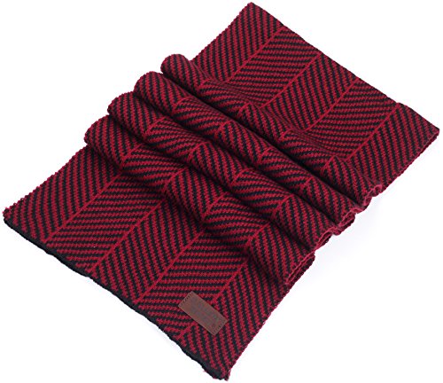 Gallery Seven Winter Scarf for Men, Soft Knit Scarves, in an Elegant Gift Box - Black/Red - One Size