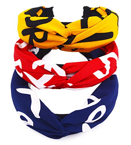 STHUAHE 3 Pieces Fashion Headbands for Women Girls Wide Cross Twist Knot Turban Hair Hoop Hairband Hair Band Headband Headwear Head Wrap Hair Accessories (3 Colors)