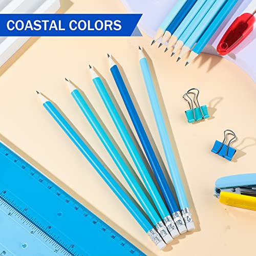 CHENGU 24 lápices azules para niños con borrador miniatura 4