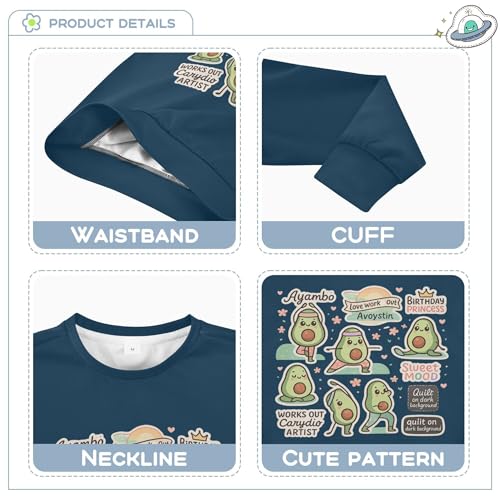 JUNZAN Cute Avocado Yoga Sticker Set Kids Boys Pullover Hoodie Crewneck Sweatshirts for Boys Camping 4T3
