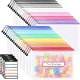 Sooez 36 Pack Mesh Zipper Pouch with Sticky Labels, A4 Mesh Bags, Toy Storage Board Game Puzzles Organization, Sturdy Letter Size File Folders Organizer for Teacher School Classroom Office Supplies