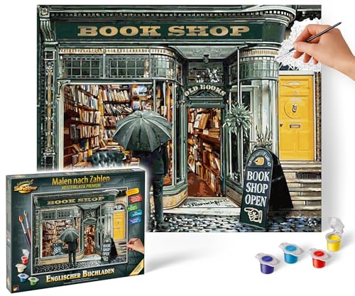 Schipper 609130897 Pintura por números – Librería inglesa – Pintar pinturas para adultos, incluye pinceles y pinturas acrílicas, 40 x 50 cm