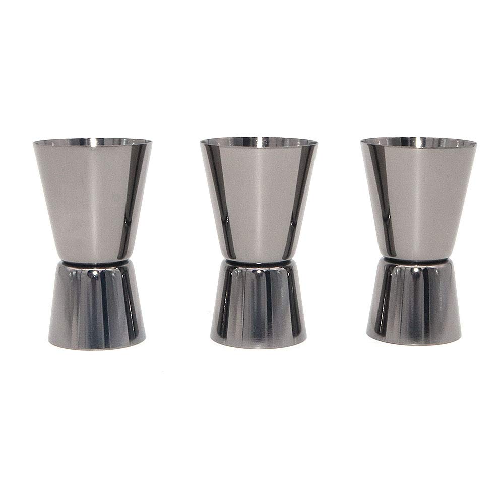 DollaTek 3pcs Plating black Stainless Steel Cocktail Jigger Cup Liquor Measuring Cup Straight Cylindrical Measuring Cups Bartender Drink Mixer Party Bar Bartending Tools - 15mL/30ml