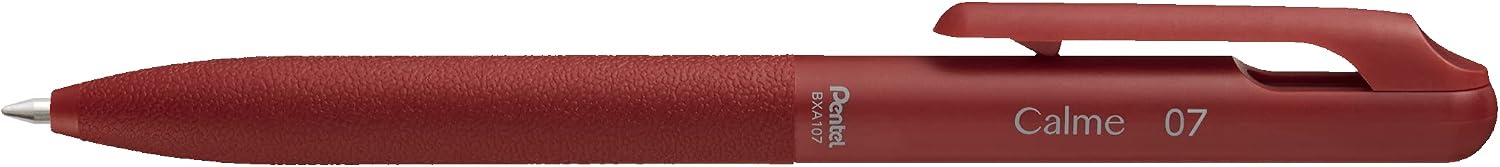 Pentel BXA107C-C Calme ballpoint pen, clearly dampened click noise, grip zone in leather look, refillable, ball 0.7 mm = line width 0.35 mm, ink colour: blue, pack of 1