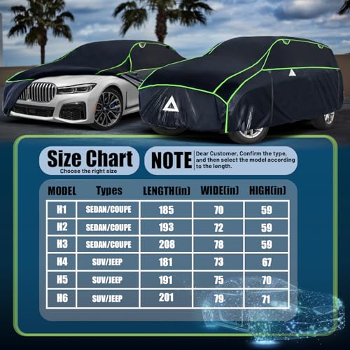 Hail Protector Car Cover, Anti Hail Thickened Multi-Layered EVA Car Cover Waterproof All Weather Protection with Car Sun Visor,Outdoor Hail Protection Cover, Fit Sedan/Coupe-Length 186-193 Inch. by Vollcoers - Image 6