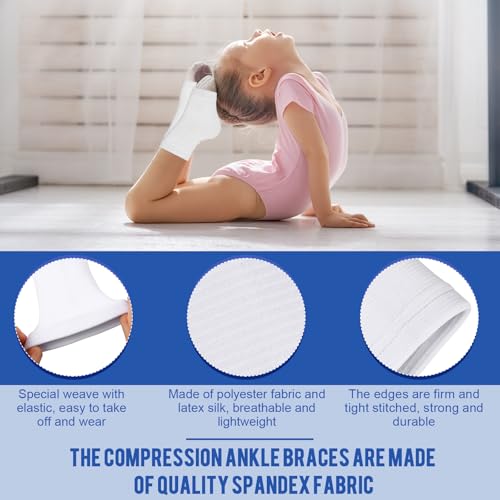 Image of Tarpop 2 Pairs Kids Ankle Brace Set Foot Support Stabilizer Wraps Protector Guard Knitted Ankle Sleeve Sock Support Compression Socks for Injury Prevention(Black,White,Medium)