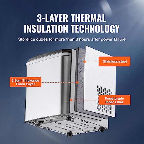 VEVOR 105 W Eiswürfelbereiter Eiswürfelmaschine Edelstahl 11,8 kg / 24 Std. Ice Maker Zubereitung in 7 Min, 816,5 g Eisspeicherkapazität Selbstreinigungsfunktion Würfeleismaschine Eiswürfelmaschinen 5 VEVOR 105 W Eiswürfelbereiter Eiswürfelmaschine Edelstahl 11,8 kg / 24 Std. Ice Maker Zubereitung in 7 Min, 816,5 g Eisspeicherkapazität Selbstreinigungsfunktion Würfeleismaschine Eiswürfelmaschinen
