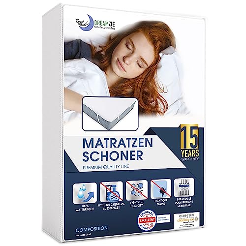 Matratzenschoner 100x200 cm Wasserdicht Made in EU und Oeko-TEX Zertifiziert von Dreamzie - Atmungsaktive Matratzenauflage