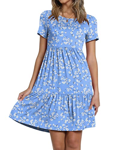 Image of TAOHUADAO 2026 Summer Dresses for Women Short Sleeve Ruffle Casual Sundress with Pockets