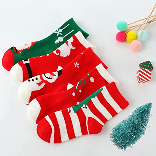 5 Pairs of Kids Christmas Socks,16 Days of Funny Children Christmas Socks for Boys, Girls, Baby and Toddler Cotton Socks3
