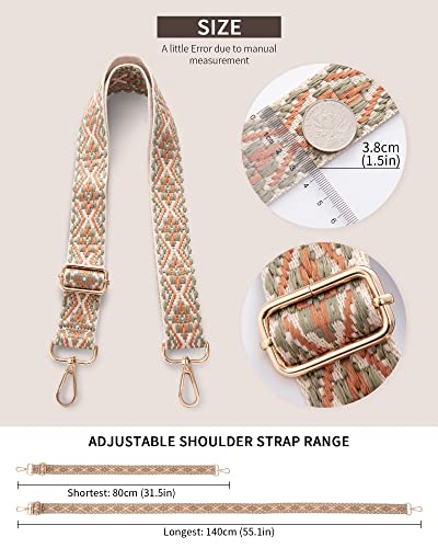 Image of LIVACASA Adjustable Purse Strap Replacement for Women, 1.5 inch Wide Crossbody Shoulder Strap Boho Handbag Strap Guitar Strap