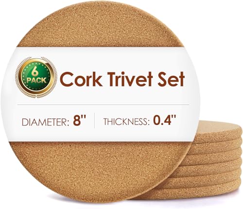 Listado de Salvamanteles para comprar hoy. 42 QPIX DIGITAL Paquete de 6 Salvamanteles de Corcho de Alta Densidad de 8 Pulgadas para Platos y Ollas Calientes - Almohadillas para Sartenes