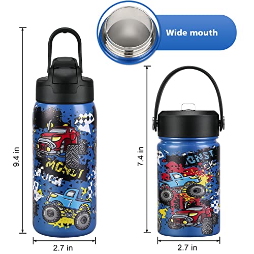 Kids Insulated Water Bottle With Straw For Toddler 2Pcs 12Oz And 15Oz Stainless Steel Double Wall Vacuum Water Bottle Set Keep Hot Cold Bpa Free And Leakproof Suitable Boys Girls For School, Travel #TOP4