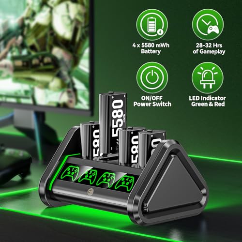 Image of X box rechargeable battery pack with charger stand dock for X box one Faceplates, Protectors & Skins