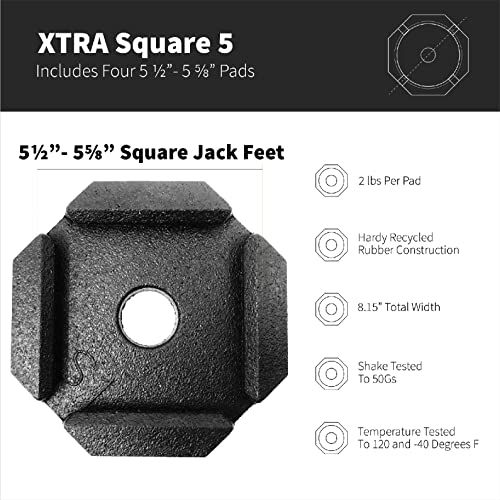 Image of SnapPad Xtra RV Leveling Pads - Permanent Jack Stabilizers for RVs - 5 inch Square Leveling Jack Pads for LCI Leveling System - Heavy Duty Replacement for Blocks - Made in The USA (Square 5 4-Pack)