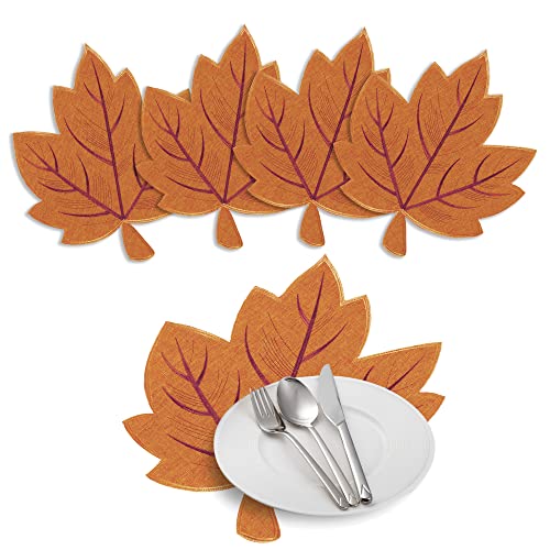 OWENIE Fall Leaves Placemats Set of 4, Embroidered...