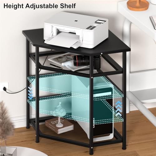Soporte de CPU en esquina para torre PC con tomas de corriente y puerto USB, para oficina y hogar, estante de almacenamiento miniatura 4