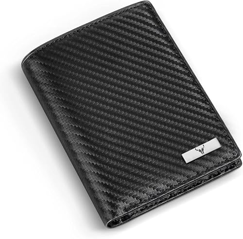 Image of NAPA HIDE Carbon Fiber Leather Wallets for Men (Black & Tan1)