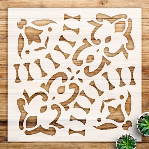 Flower Chain Tile Stencil Pattern for Bathroom Floors and Kitchen Walls, Reusable Mylar Template for DIY Home Decor Projects - Size A2 (16.5