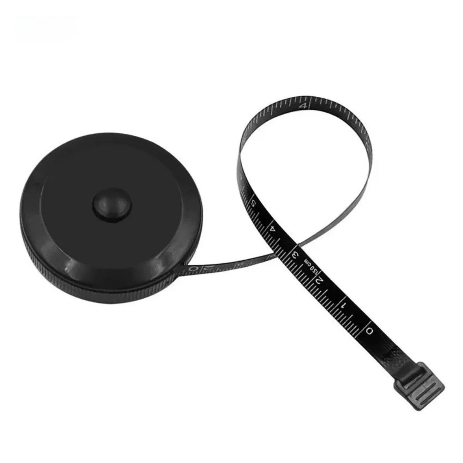 Portable for Mini Keychain Tape Measure Retractable Soft Ruler 150 cm Sewing Fabric Tool (Black)