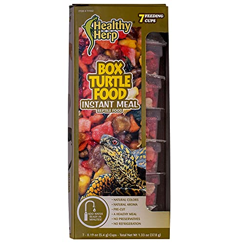 Healthy Herp Box Turtle Food Instant Meal for Reptiles - Nutritious Turtle and Tortoise Food, Habitat Accessories - Made in USA, Quick Prep - 7 x 0.19 oz (5.4g) Cups