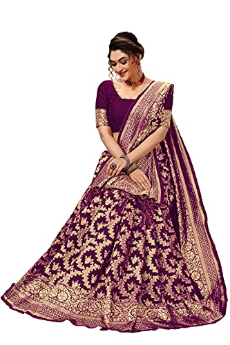 Image of TRENDMALLS Women's Banarasi Silk Saree with Unstitched Blouse Piece