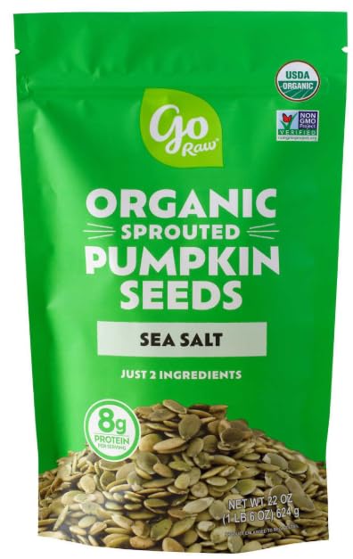 Go Raw Sprouted Organic Pumpkin Seeds with Sea Salt, 22 oz, 1.6 Pound Bag