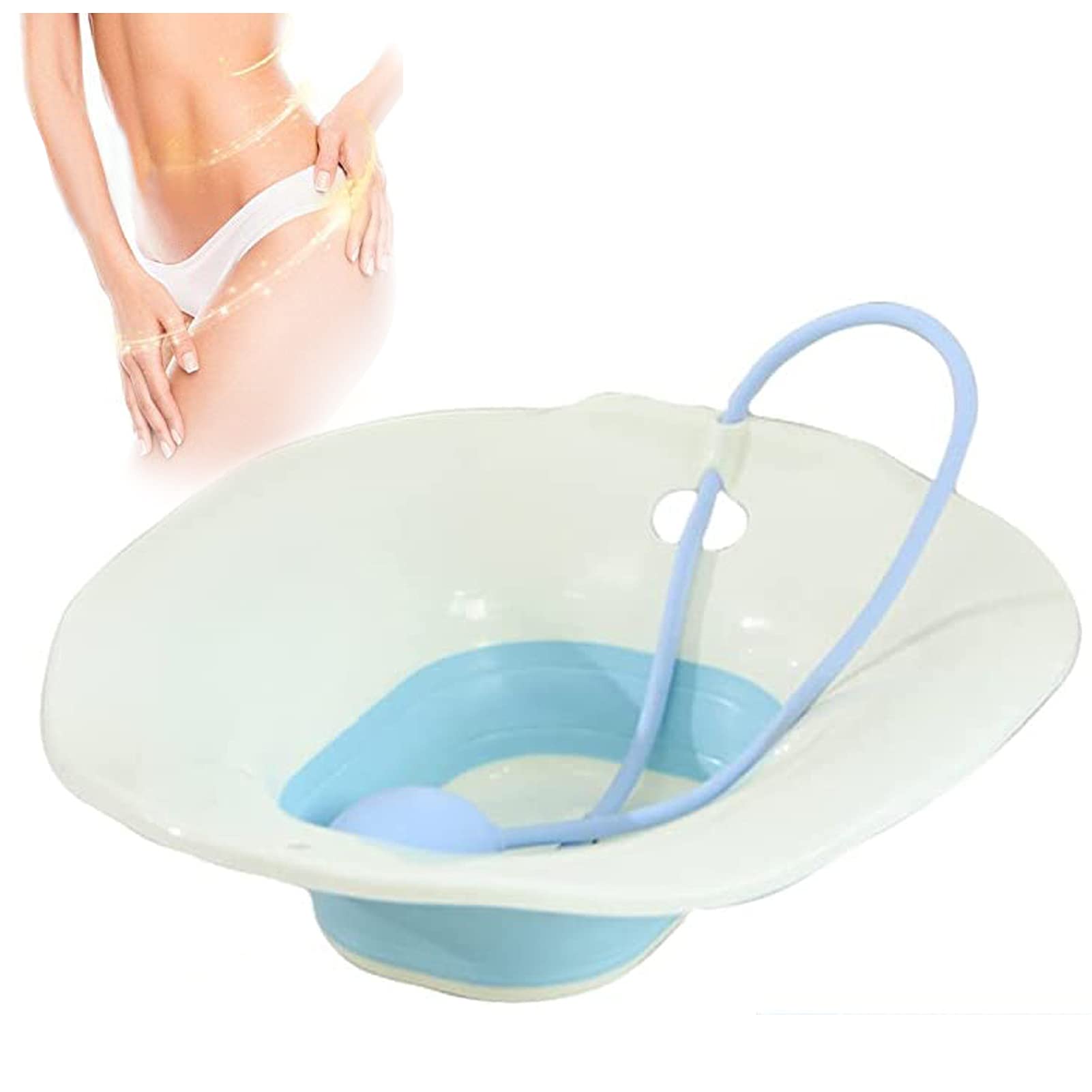 HZRU Foldable Sitz Bath for Toilet, Seat Sitz Bath Basin, Sitz Bath for Postpartum Care, Soothes Hemorrhoids Perineum, Easy To Store Fits Most Toilet Seats blue