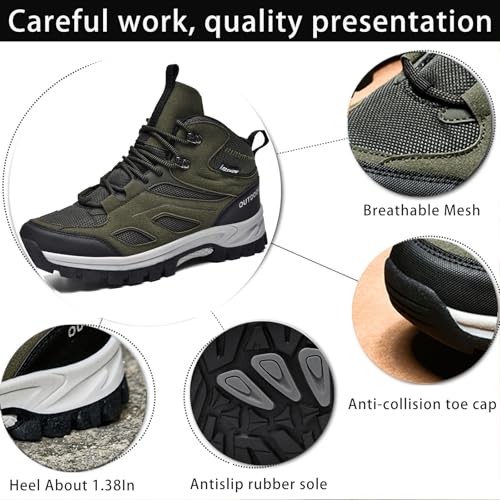 Men's Outdoor Lace-Up Hiking Shoes Fashion Round Toe Breathable Mesh Anti Slip Platform High top Trekking Trail Shoes2