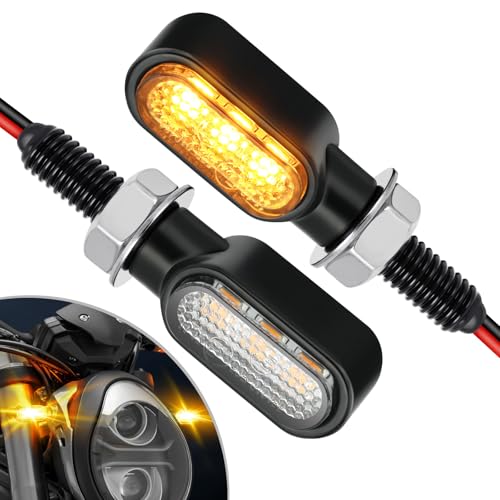 Image of Benlari 2Pcs Motorcycle Mini Led Turn Signals with Running Lights, Front & Rear Turn Signal Brake Light 12V Fit for Harley Honda Suziki Yamaha Kawasaki (Clear)