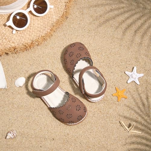 Image of ESTINE Toddler Girls Little Kids Close Toe Sandals - Flower Girl Dress Flats Summer Shoes