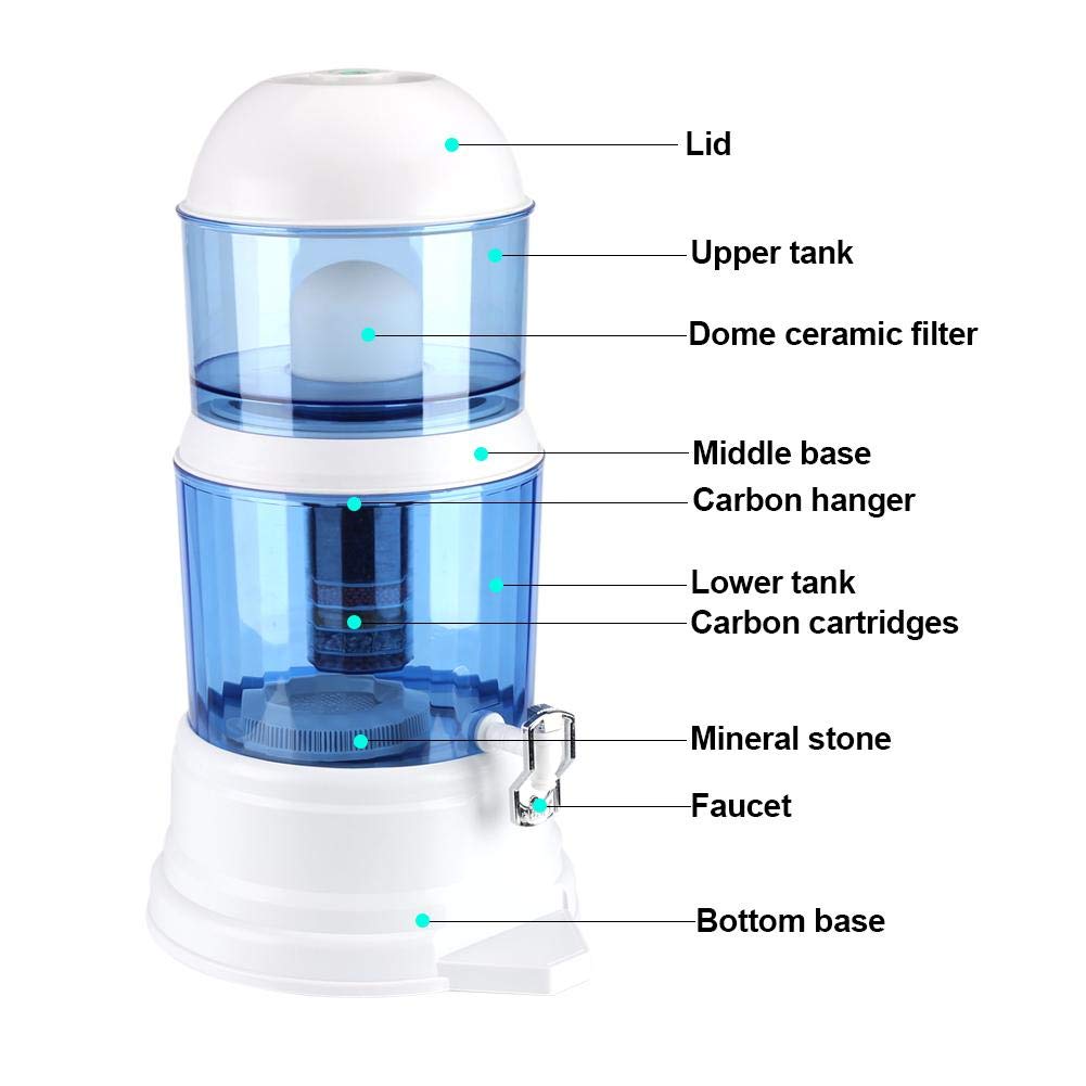 Cocoarm Destilador de Agua Purificador con Filtros para Agua Doméstica Jarra 16L