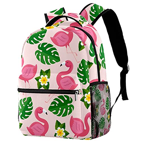 Sac à dos voyage flamant rose avec porte-bouteille pour enfants