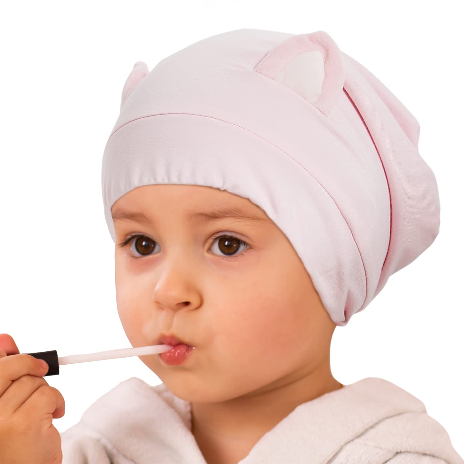 Satin Bonnet Silk Bonnet Hair Cover Sleep Cap for Curly Hair Women Adjustable Silk Lined Slouchy Beanie Hat with Ears