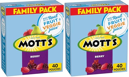 Mott's Fruit Flavored Snacks, Berry, Family Pack, Gluten Free, 40 ct (Pack of 2)