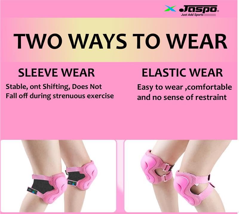 Image of Jaspo Secure Hybrid Protective Gear Set - Knee, Elbow, and Wrist Guards with HDPE Shell, Polyester Mesh, EVA Foam & Soft PU Cushioning for Skating, Cycling