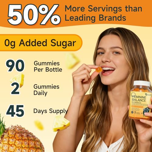 Image of NATURE TARGET pH Balance Gummies for Women, 90 Count, Pineapple Flavor | Pineapple Probiotic Gummies for Women Vaginal Odor Control & Flora Balance, 0 added sugar, with Vitamin C for Immune Support