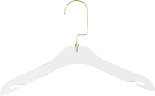HomeCube USA - Elegantes perchas acrílicas transparentes con gancho dorado, 17 pulgadas para adultos (10, perchero infantil)