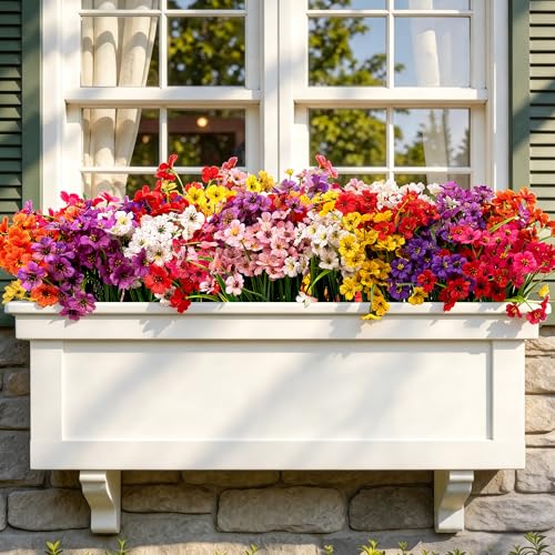 24 Bundles Artificial Flowers for Outdoors/Indoors, Fake Flowers Plants for Indoor Outside Garden Porch Window Box Home Wedding Farmhouse(8 Color) image 3