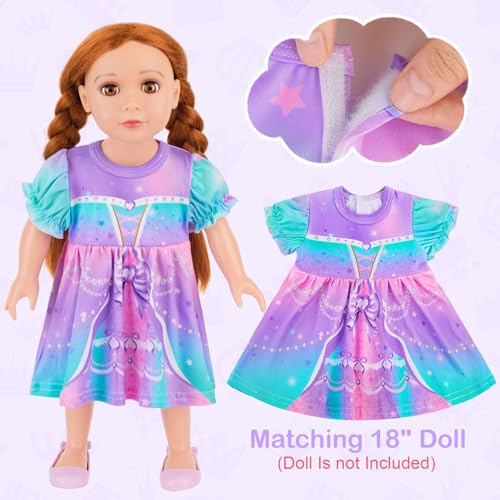 ICOSY Matching Girls & Doll Nightgowns Clothes Girls Pajamas Princess Dress for Kids and American 18" Girl Doll2