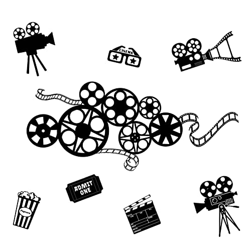 SUPERDANT Movie Reel Stickers Muraux Abstrait Antique Cinéma Sticker Mural Belle Bobine de Film Décoration Murale Contemporaine Autocollants Décoratifs...