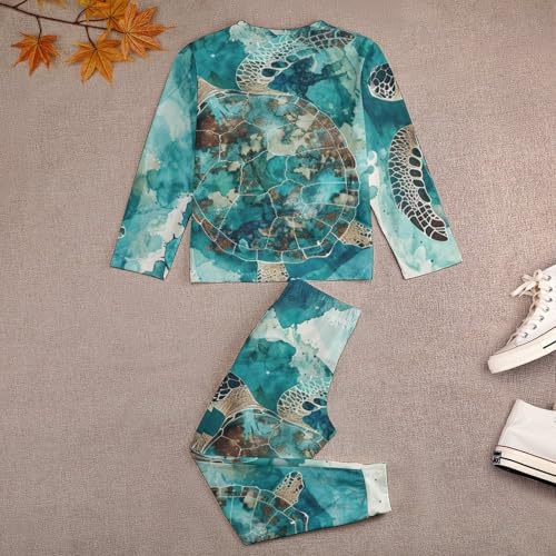 Sea TurtleBoys Casual Comfort Pajamas, Long Sleeve Pajama Set140CM4