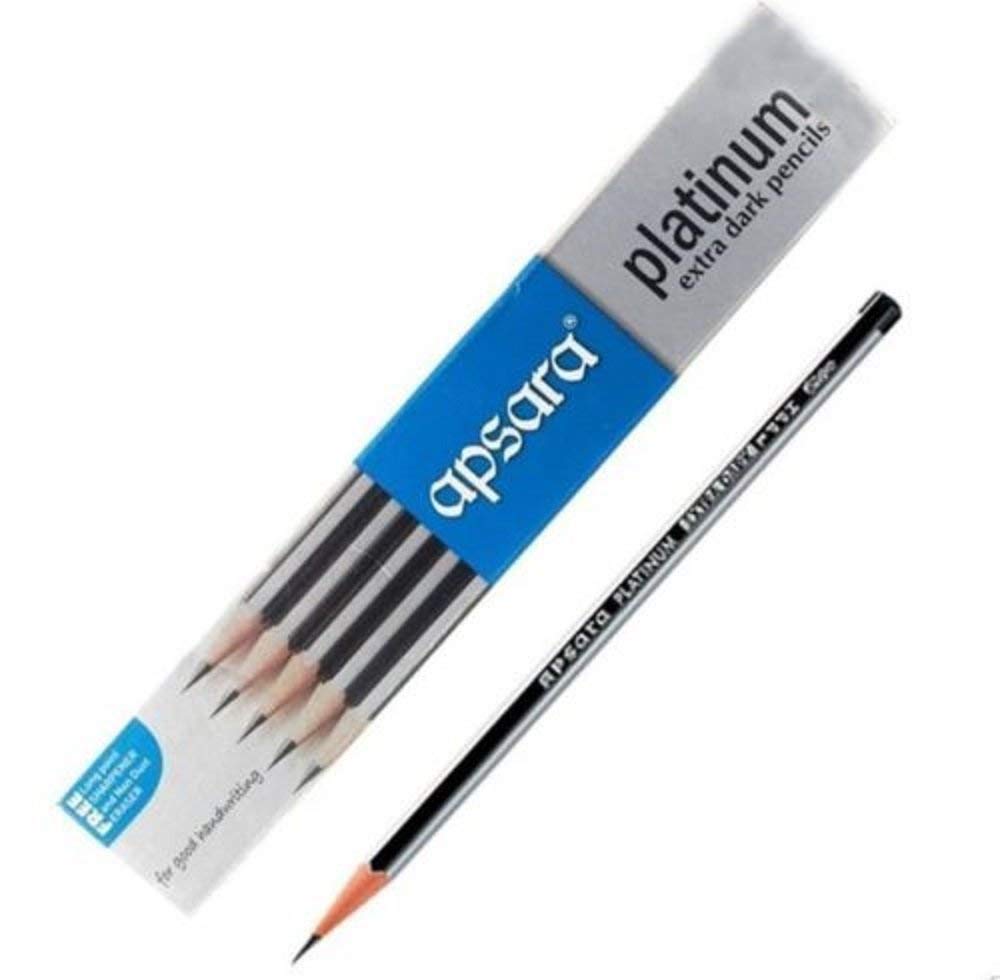 Platinum Extra Dark Pencils – Pack of 12 with Long Point Sharpener | Rubber-Tipped, Smooth & Durable Writing