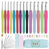 Crochet Hook Set,14 Sizes Crochet Hooks Ergonomic Soft Grip,Crochet Hooks for Arthritic Hands with Case,Crochet Needles(Size B-Size N)