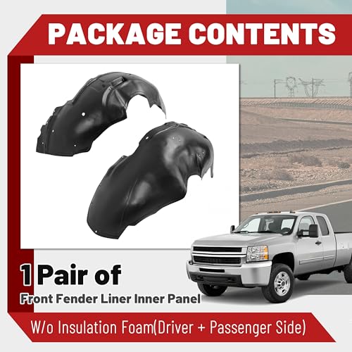 Image of Front Inner Fender Liner Compatible with 2001-2007 Chevy Chevrolet Silverado /GMC Sierra 2500 HD 3500 Replace for GM1249165 GM1248165 Wheel Liner Splash Guard W /O Insulation Foam Left + Right
