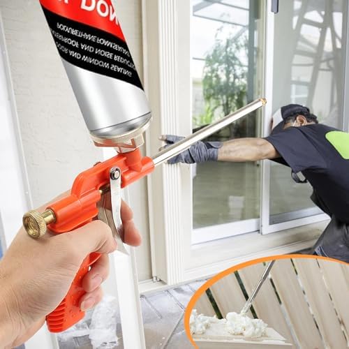 GOMETY: 3 Pezzi Pistola Schiuma Interamente Metallica, Pistola Dosatrice Precisa Con Impugnatura Ergonomica in Plastica, Per Professionisti Fai-da-te Per Sigillare E Riempire (Arancione)