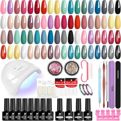 Phoenixy Gelnägel Starterset, 24 Farben Gel Nägel Set mit 48W UV ...