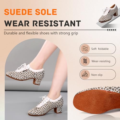 SWDZM Women's Latin Dance Shoes Lace-up Ballroom Modern Salsa Rhythm Teaching Practice Dance Shoes,Model LHD6014