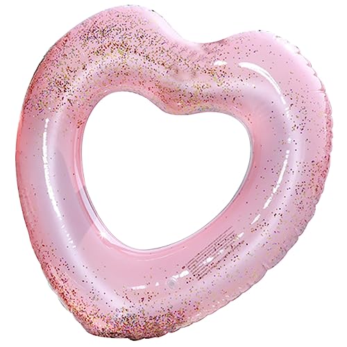 Toddmomy Swim Safety Ring Heart Swim Ring Inflatable PVC Thicken Leak Proof Pool