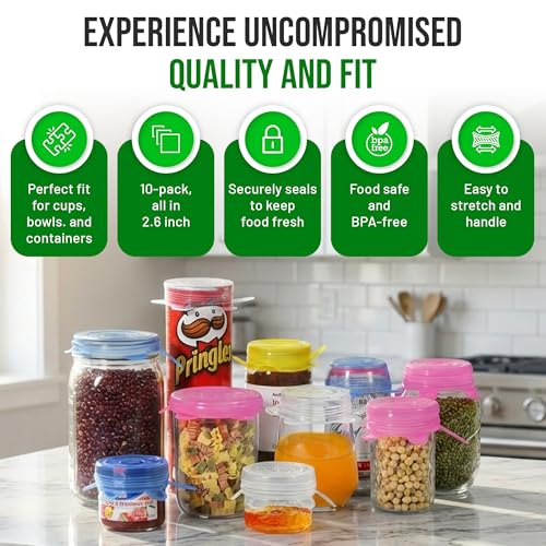 Image of Reusable Silicone Can Lids - 2.6 Inch Can Covers for Dog & Cat Food - Universal Fit - Airtight Stretch Lids for Pet Food Cans, BPA-Free, Dishwasher Safe - 10 Pack